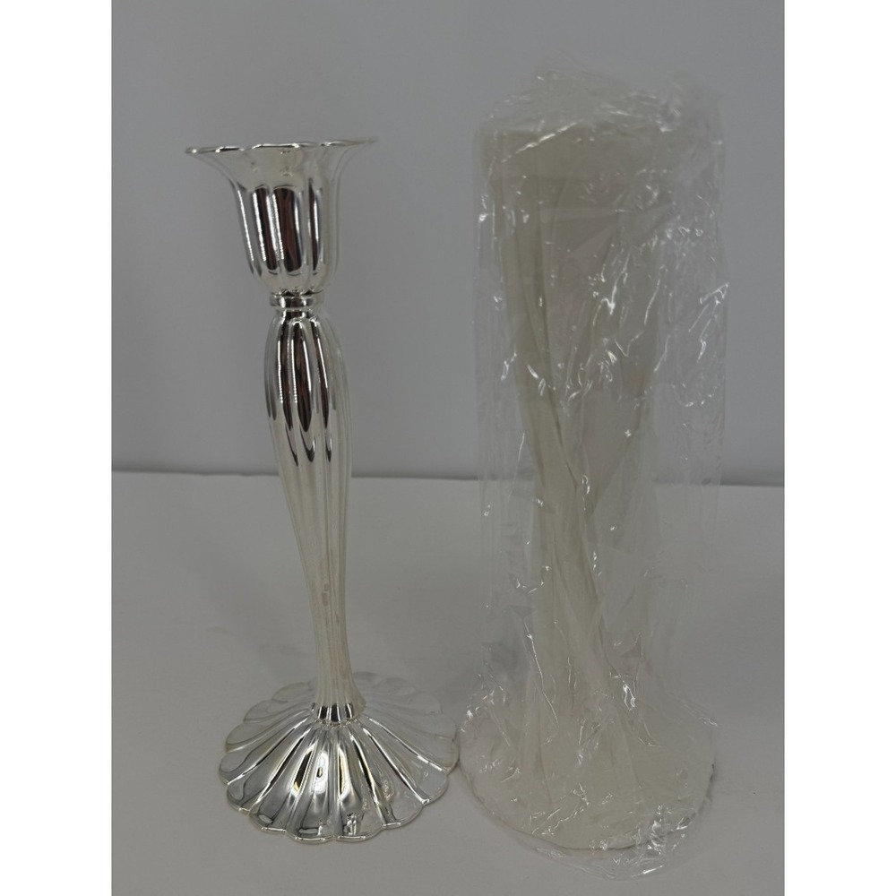 Vintage Godinger Silver Art Co Silver Plated Candlestick Holder  Pair 10" Tall